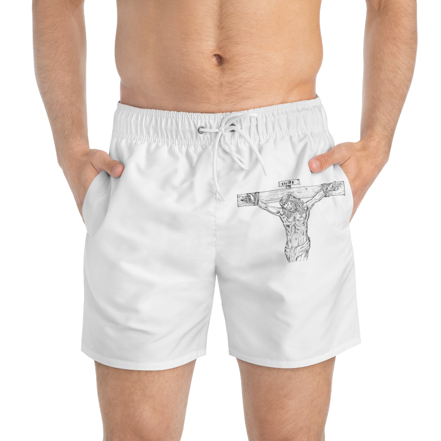 Men’s “Christ on the cross” white trunks/shorts